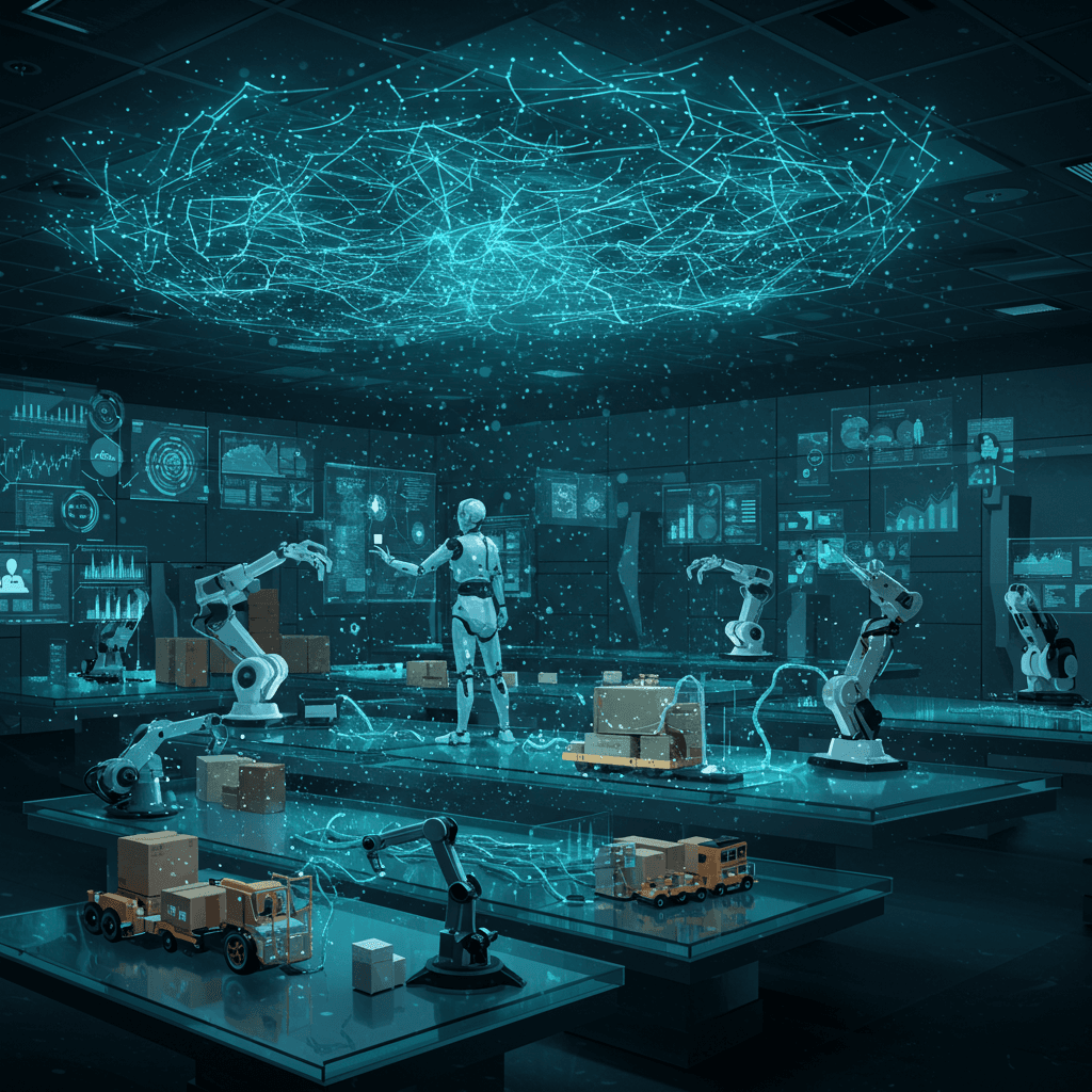 Illustration of AI automating enterprise workflows